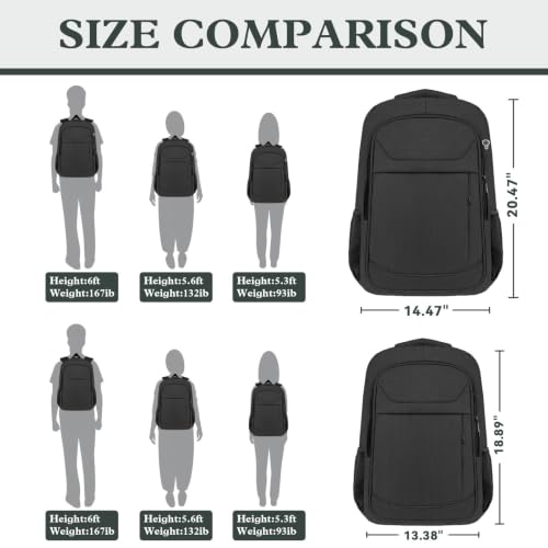 Extra Large Laptop Backpack, 18.4 Inch Travel Backpack, Big Sturdy TSA-Friendly College Computer Bag, Gifts for Men & Women, Black - color: Black, size: 18.4 Inch(45L)