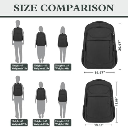 Extra Large Laptop Backpack, 18.4 Inch Travel Backpack, Big Sturdy TSA-Friendly College Computer Bag, Gifts for Men & Women, Black - color: Black, size: 18.4 Inch(45L)