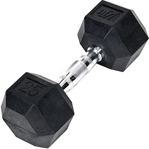 JFIT Rubber Hex Dumbbell - style: 25lb (Single)