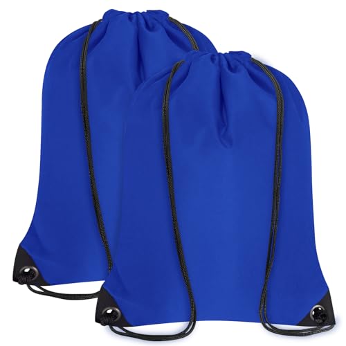 2PCS Drawstring Bags Bulk, String Backpack for Men Women, Cinch Bag Draw String Back Bag for Gym, Sports, Travel, Swimming, Beach, Blue - color: Blue, size: Large