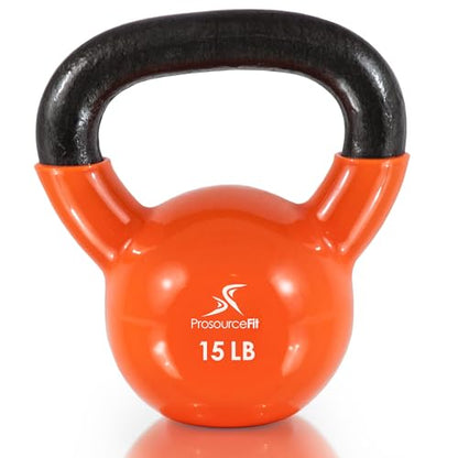 ProsourceFit Vinyl Coated Cast Iron Kettlebells for Full Body Fitness Workouts - size: 15.0 Pounds