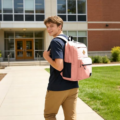 Goloni Lightweight Laptop Backpack 1.1Lbs, 26L Wear-Resistant Water Resistant Backpack with Laptop Compartment for Men Women - color: Flesh Pink