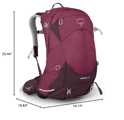 Osprey Sirrus 34L Women's Hiking Backpack, Elderberry Purple/Chiru Tan - color: Elderberry Purple/Chiru Tan, size: 34L