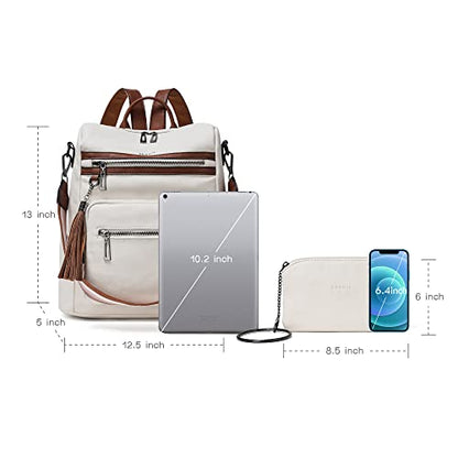 Shrrie Backpack Purse for Women Leather Backpack Fashion Designer Travel Backpack Convertible Shoulder Bag for College Work - color: 2-4-beige With Brown