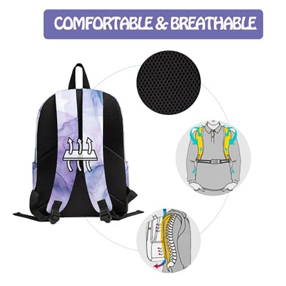Marble 3PCS Backpack for Boys Girls, Kids Back to School Backpack Set with Lunch Box Pencil Case, 17 Inch Lightweight Bookpack 3 in 1 Set for Teens Elementary Middle High School Students - color: Marble-2