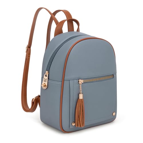 Montana West Mini Backpack Purse for Women Anti Theft Backpacks with Secured Zipper and Tassel - color: Mini Blue & Brown