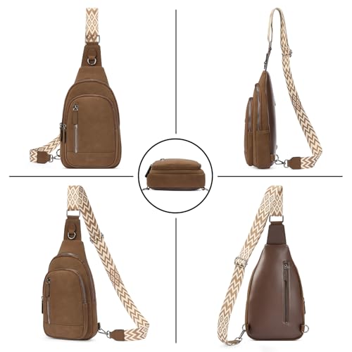 CLUCI Crossbody Bags for Women Men,Leather Sling Bag Cross Body Backpack for Woman Gifts for Women Birthday Unique - color: 1-1 Dark Brown Suede