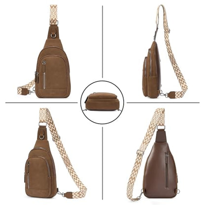 CLUCI Crossbody Bags for Women Men,Leather Sling Bag Cross Body Backpack for Woman Gifts for Women Birthday Unique - color: 1-1 Dark Brown Suede