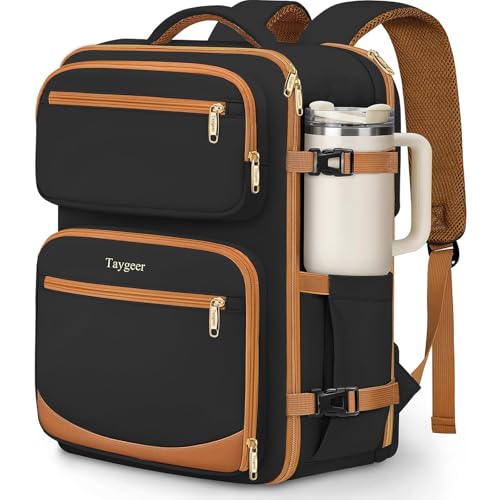 Taygeer Frontier Airlines Personal Item Bag 18x14x8, Carry on Backpack 40L - color: Black Brown