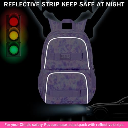 UFNDC Backpack for Girls, 17.5" Water Resistant Cat Galaxy Tie-Dye School Backpacks, Teens Bookbag for Women College Middle - color: Girls Backpack Tie-dye Purple