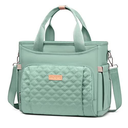 AIJIEKE Large Insulated Lunch Bag for Men Women, Leakproof Work Lunch Box | Keeps food fresh 8-12 hours. Spacious multi-pocket design with a removable strap. Water-resistant and easy-wipe interior - color: Green