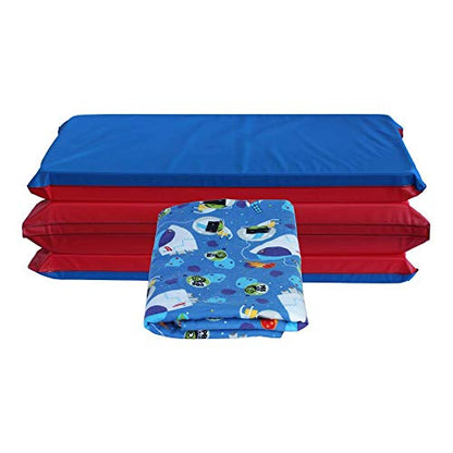 KinderMat 1.5" Thick + PBS Kids Kinderbundle - Washable Cover, Special Edition - Space Explorer - Regular, Sheet is 47" x 22", Value Bundle Great for Daycare & Family Households - color: Space Explorer Bundle 1.5 Inch