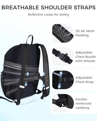 ECOHUB 15L Ultra-Lightweight Packable Backpack, Casual Daypack for Daily Use, Small Hiking & Travel, Foldable Backpack, Water-Resistant Nylon, Reflective Design - color: Black