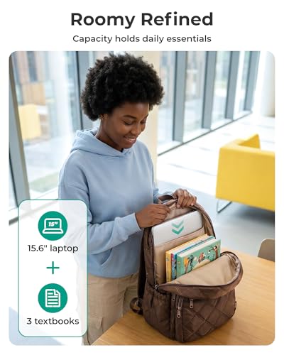 BAGSMART Travel Laptop Backpack, College Backpack for Women, Quilted Small Computer Bookbag, Water-Resistant 15.6 Inch Laptop Casual Bag,Charcoal Gray - color: 18-charcoal Gray