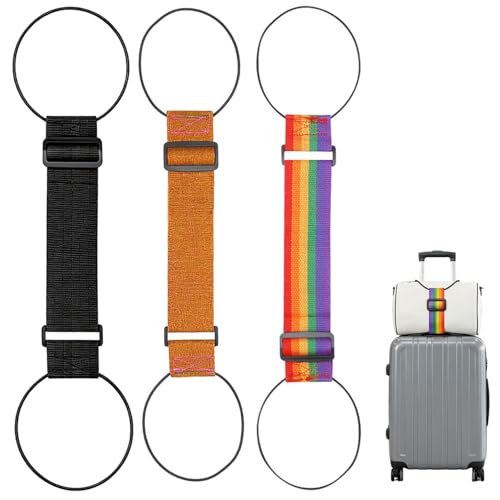 Luggage Straps for Suitcases, Adjustable Luggage Strap Bungee for Suitcase Handle, Luggage Connector Straps for Multiple Suitcases & Travel Bags (Multicolor-B) - color: Multicolor-B