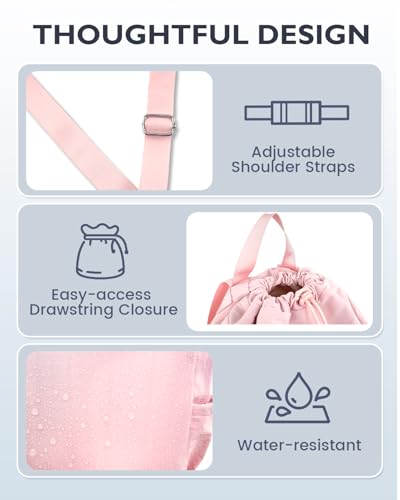 RHDZO Drawstring Backpack Sports Gym Bag with Shoe Compartment and Wet Pocket String Swim Bag for Women Men Beach Backpack, Pink - color: Pink