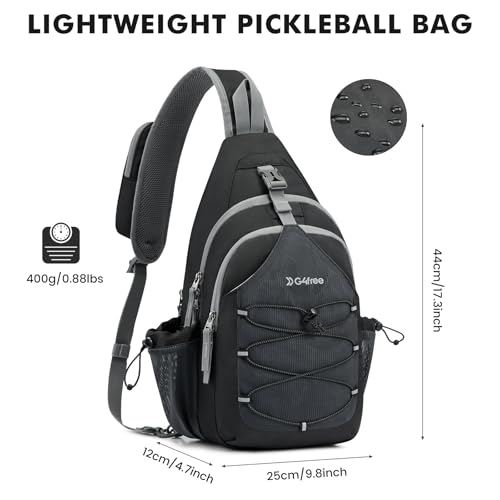 G4Free Pickleball Sling Bag for Women - Lightweight Crossbody Sports Bag - color: Black