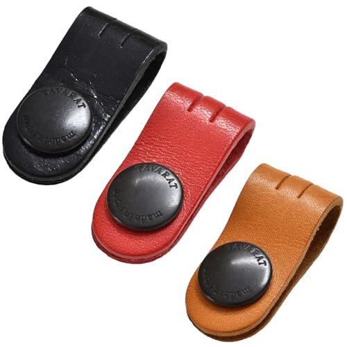 TAVARAT Cord Organizer, Cable Organizer, Charger Organizer, made in Japan, Genuine Leather, Cable Straps, Cable management, Cable Holder (Three-colour set A) - color: Regular Size, Three-colour Set, a
