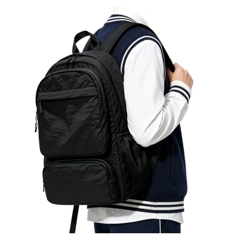 Black Backpack for School, High School Bookbag Back Pack for Teens Girls Boys, Lightweight College Backpack Book Bag for Women Men, Simple Casual Daypack Backpack Mochilas Escolares para Adolescentes - color: A1-black