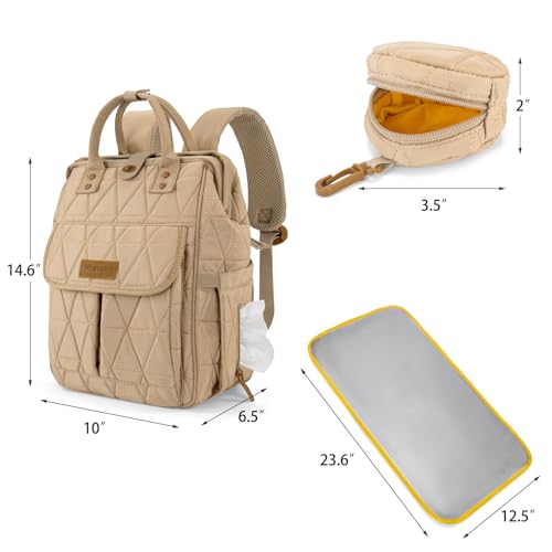 Montana West Wrangler Diaper Bag Backpack Baby Essentials Bag Quilted Travel Backpacks with Insulated Pockets, Portable Changing Pad, Stroller Straps, Pacifier Case - color: Khaki