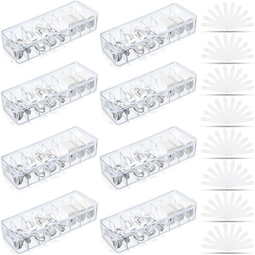 Tatuo 8 Pcs Cable Organizer Box with Wire Ties, Plastic Cord Storage Box with Lid, Electronics Organizer for Home Office Desk Organizers and Accessories (Clear) - color: Clear