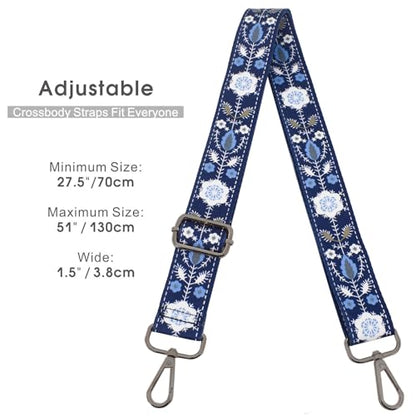 Replacement Purse Strap Shoulder Strap Adjustable Crossbody Strap for Women Crossbody Wide Shoulder Bag - color: Blue Snowflake-gold Metal