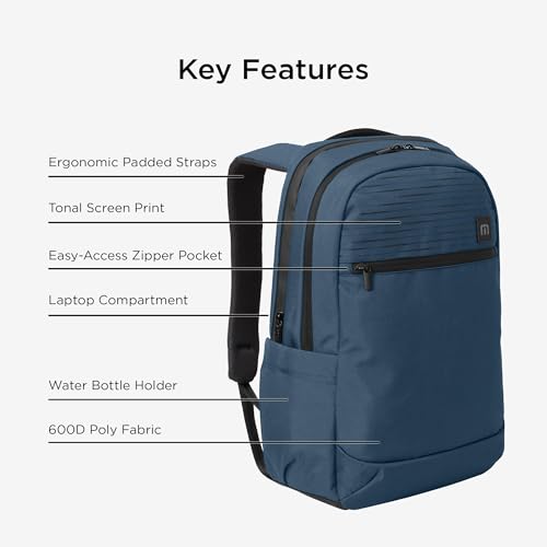 TravisMathew Approach Backpack with Laptop Sleeve, Water-Resistant Everyday Bag for Work, Travel & Hiking, Dusty Blue - color: Dusty Blue