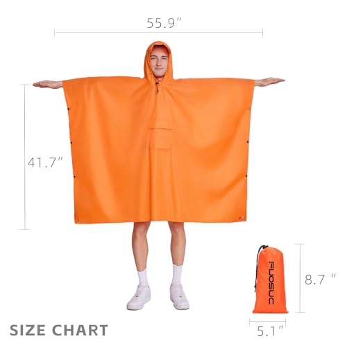 Hooded Waterproof Raincoat, Unisex Outdoor Hiking Camping Mat and Small Tent - color: Orange