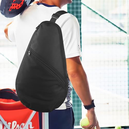 Cosmos Padel Racket Bag Pickleball Paddle Sling Backpack Padel Racquet Storage Bag, Padel (Paddel Tennis) Equipment Carrying Bag with Mesh Pocket for 2 Paddles Ball Water Bottle & Accessory - color: Black