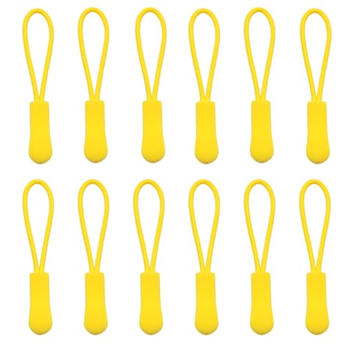 Yosawa 50 Pieces Zipper Pull Replacement，Nylon Zipper Tags Cord，Zipper Pull Puller for Jackets，Backpacks, Luggage, Purses, Handbags(Yellow) - style: Style-Yellow