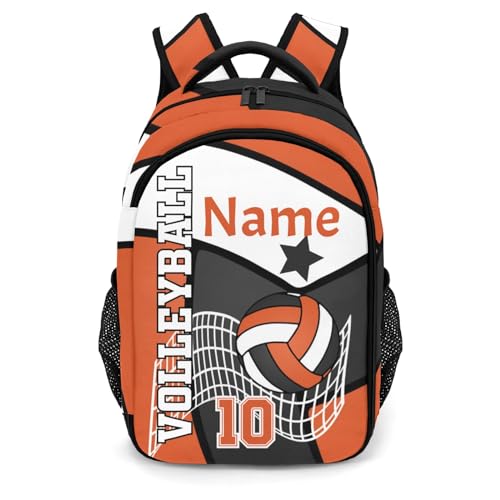 Volleyball Orange Black Customized Waterproof Backpacks Shoulders Bags Daypacks - color: Muilti 19