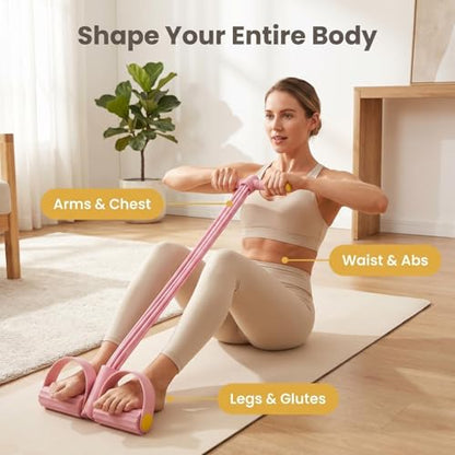 Handles for Elastic Resistance Tube Multifunction Fitness Training Pull Exercise Bands Abdomen/Waist/Arm/Leg Device Foot Handle, with Pedal Rope Fashion Tension Stretching 8 Puller Band Pedal(Pink)