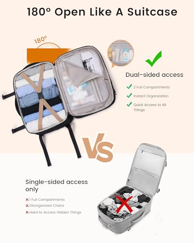 LOVEVOOK Travel Backpack for Women & Men, Carry On Backpack with Cup Holder, Personal Item Travel Bag Flight Approved with Padded Laptop Compartment, Weekender Daypack With 2 Cubes, 17.3 Inch Black - color: Black, size: 45L-17.3 Inch-3Pcs