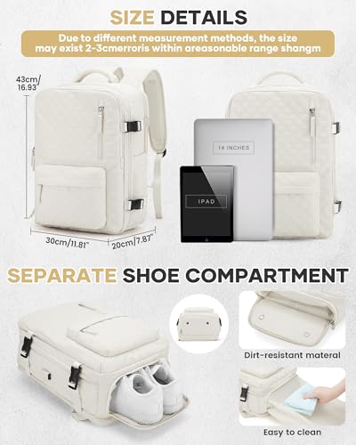 WONHOX Travel Vacuum Storage Backpack with Air Pump Vacuum Seal Compression Space Saver Bags Clothing Vacpack 18x14x8 inches Travel Bag Carry on Personal item Laptop Work Backpacks Women Men Beige - color: A5-beige-(with Air Pump)