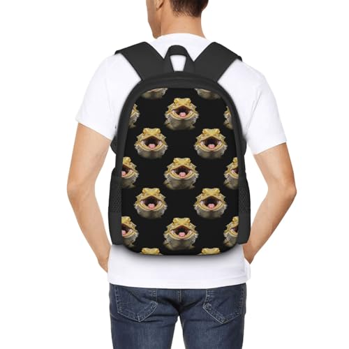 Travel Daypack Bearded Dragon Lizard, Quick-Access Pocket, Side Bottle Holder, for Active Adults - color: Design (410)