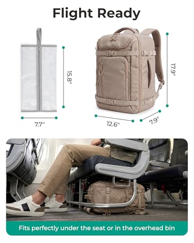 BAGSMART 35L Travel Backpack for Women & Men Fits 17-Inch Laptop, Airline Approved Carry On Backpack with Wet Pocket & Shoe Pouch, Water-Resistant Personal Item Travel Bag, Olive green - color: Olive Green