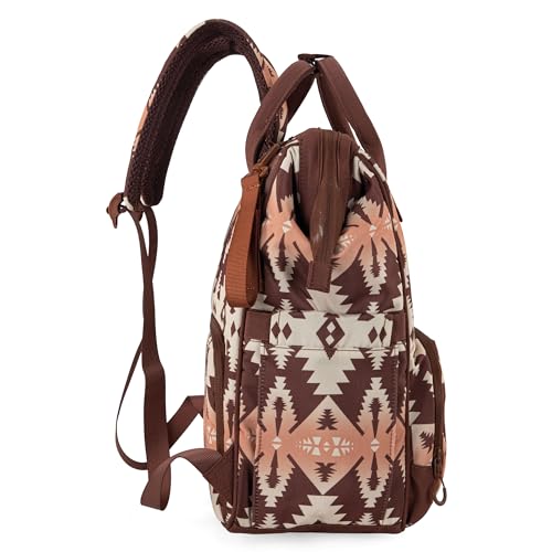 Wrangler Aztec Backpack Organized Daypack Travel Baby Bag with Stroller Strap and Side Bottle Pockets WG2204-9110BR - color: Angel Brown