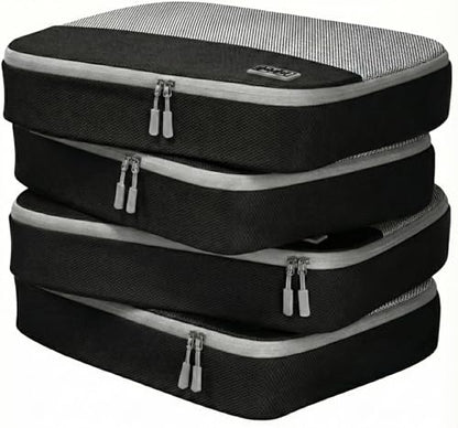 Dot&Dot Large Packing Cubes for Travel - Durable Mesh & Honeycomb Fabric Suitcase Organizer with Zipper Closure, Lightweight Expandable Clothes Bags for Carry On Luggage, 4 Pack Set - color: 4pc Black - Large