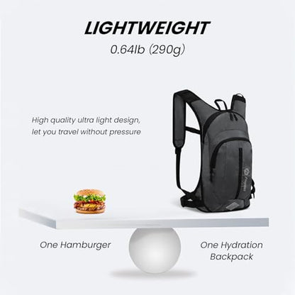 Nepest Hydration Pack Backpack for Women & Men, Lightweight Water Backpack with 2L Water Bladder for Hiking Cycling Running Biking - color: Dark Gray