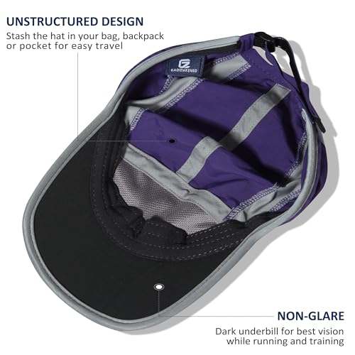 GADIEMKENSD Reflective Folding Outdoor Hat Unstructured Design UPF 50+ Sun Protection Sport Hats for Womens and Mens - color: Dark Purple