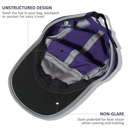 GADIEMKENSD Reflective Folding Outdoor Hat Unstructured Design UPF 50+ Sun Protection Sport Hats for Womens and Mens - color: Dark Purple