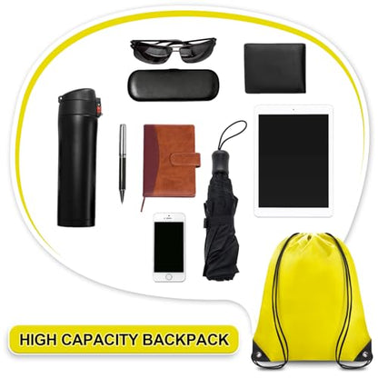 Grneric Drawstring Backpack Bulk 70Pcs String Backpack Drawstring Bags Cinch Bag Sackpack for Men Women Gym(Yellow) - color: Yellow