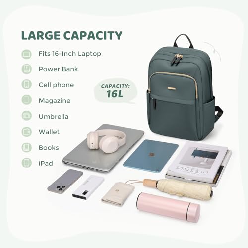 Hiking Travel Backpack for Women Casual Business Weekender Multilayer Laptop Bag,16 Inch,DarkGreen - color: A-darkgreen, size: 16 Inch