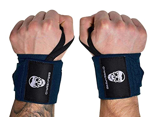 Gymreapers Weightlifting Wrist Wraps (IPF Approved) Professional Quality Wrist Support with Heavy Duty Thumb Loop - Best Wrap for Powerlifting Competition, Strength Training, Bodybuilding - color: Navy