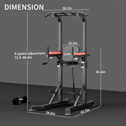 K KINGKANG Pull Ups Dip Station, Power Tower for Home Gym Fitness Exercise - color: Black Grey