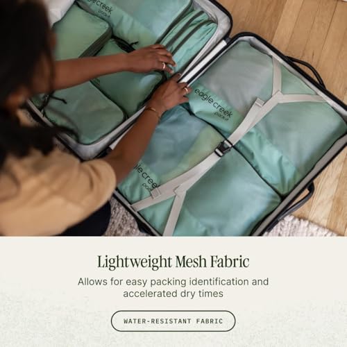 Eagle Creek Pack-It Reveal Compression Cube - Compression Packing Cubes for Optimizing Luggage Space - Convenient Top Handle - Self Repairing Zippers - Small - Willow Green - color: Willow Green, size: 7" x 1" 10"