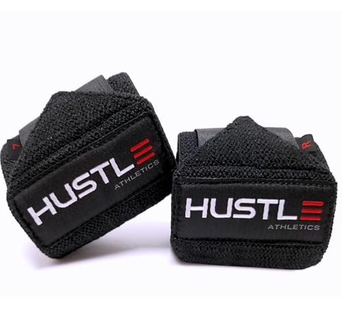 Hustle Athletics Wrist Wraps for Weightlifting, USPA-Approved 18" Wrist Support Straps for Bench Press, Squats & Overhead Press, Heavy-Duty Gym Wraps for Men and Women
