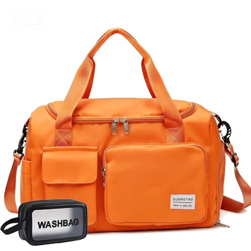 Small Gym Bag for Women, Travel Duffle Bag Carry On Weekender Bag with Shoe Compartment - color: 08#Orange, style: Gym Bag&toiletry Bag
