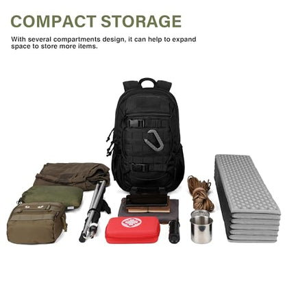 Mardingtop Small Tactical Molle Backpack for Men, 18L EDC Motorcycle Backpack,Hiking Daypack - color: Black