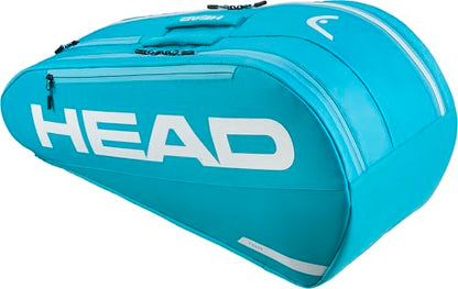 HEAD Tour Racquet Bag M (6R) Tennis Bag - Holds Up to 6 Racquets, CCT+ Climate Control Technology, 2 Main Compartments, Shoe Pocket & Backpack Carry System | 6 Racquet Capacity - color: Blue